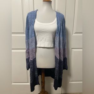 Cj banks Blue purple ombré knit along cardigan sweater